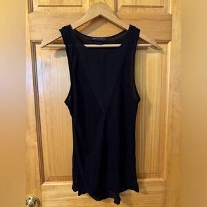 French Connection Black Sleeveless Top with black sheer front V.